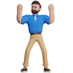 Businessman Raised Arm 3D Character