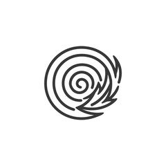 Circular Design with a Spiraling Center and Leaf like Element