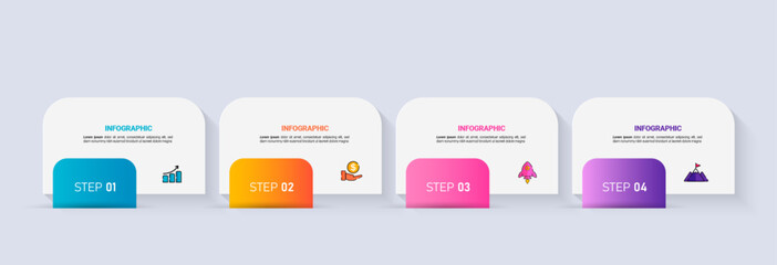 Four steps business infographics template vector.	
