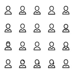 Collection of 20 Simple Line Art User Icons