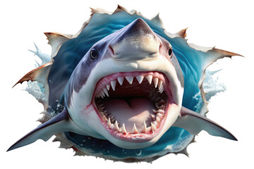 Naklejka premium shark, fish, animal, dangerous, predator, teeth, transparent, underwater, aggressive, cutout, isolated