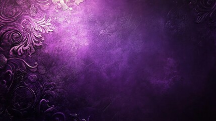 Purple Floral Grunge Background: A captivating and mysterious backdrop with a soft, ethereal purple hue, adorned with intricate floral patterns. 