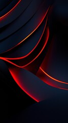 Abstract design featuring flowing curves with red and black colors, creating a dynamic visual effect.
