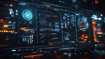 Obraz premium Futuristic Interface with Glowing Data Display