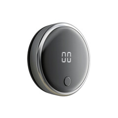 Sleek digital thermostat with a minimalist design, isolated on white background, transparent background.