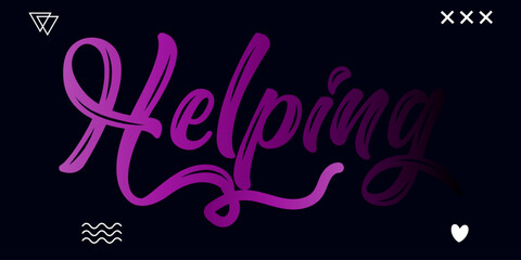 The word Helping, Helping gradient text, helping vector