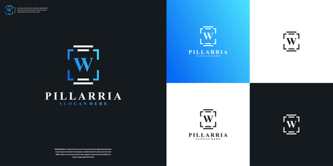 Minimalist letters W and pillar law firm logo design vector illustration
