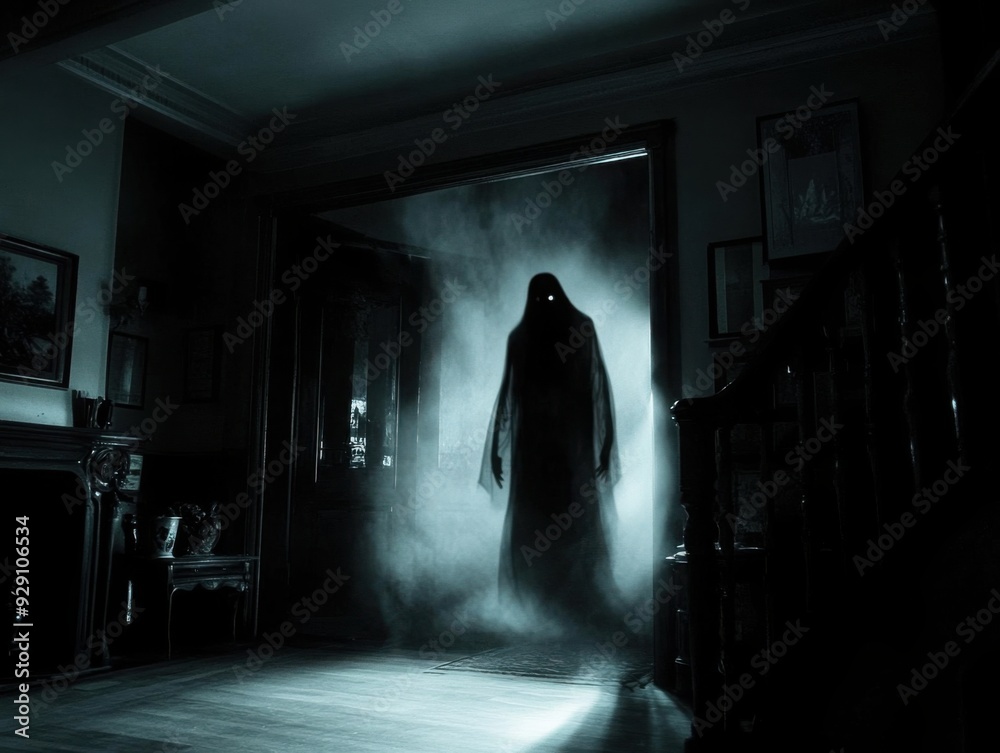 Canvas Prints the darkness slightly bending and distorting around an invisible ghost, hinting at its presence, gho