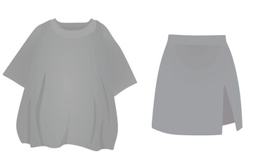 T shirt and mini skirt. vector