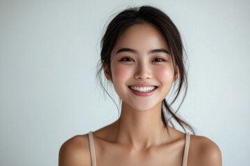 Beautiful young Asian woman smiling and happy created with Generative AI