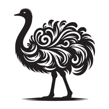 recommend clip art: Ostrich silhouette vector illustration, Ostrich emu bird vector illustration on a white background