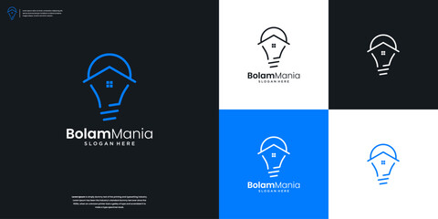 Home real estate and light bulb logo icon design inspiration