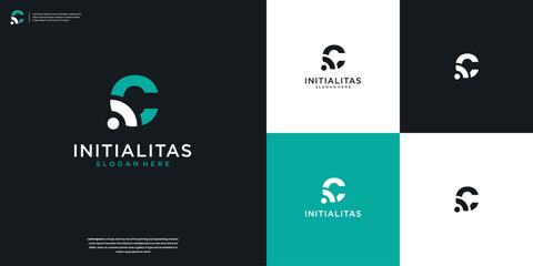 Letters C with human minimalist logo design inspiration