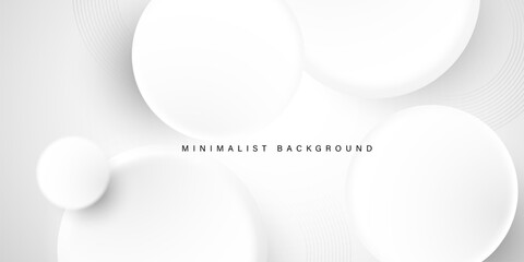 Abstract minimalist white background with circular elements vector.