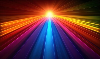 Fototapeta premium A colorful rainbow with a bright sun in the middle