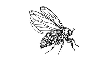 Cicada insect line art drawing vector