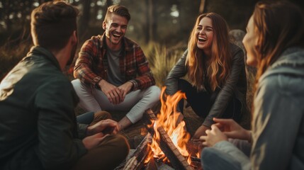 Obraz premium All together in front of the fire
