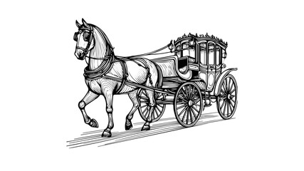 classic horse-drawn carriage hand drawn vector