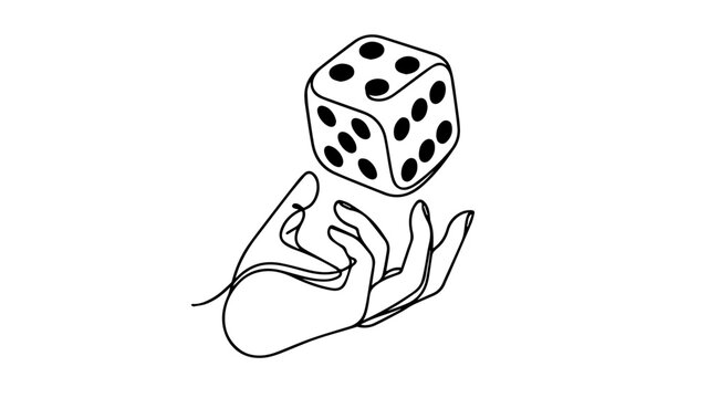 recommend clip art: hand dice line art vector