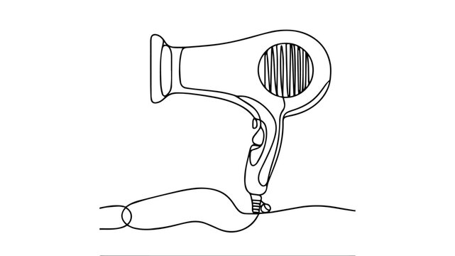 recommend clip art: hairdryer single line drawing vector