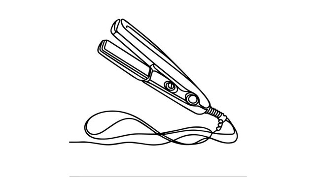 black line art hair straightener clip art preview