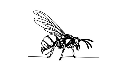 Hornet line art drawing vector