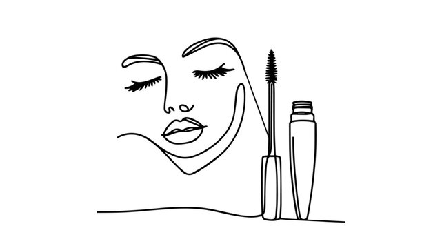black line art face with mascara clip art preview