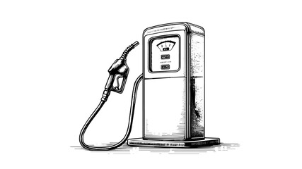 hand drawn old-fashioned gas pump vector illustration