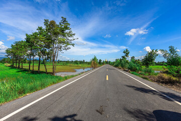 Nature Wallpaper (Mountains, Green Fields, Roadside Accommodation, Twilight Sky) The beauty of nature while traveling, with the wind blowing through the blurred leaves.