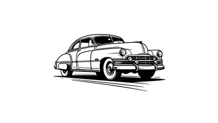 vintage automobile line art drawing
