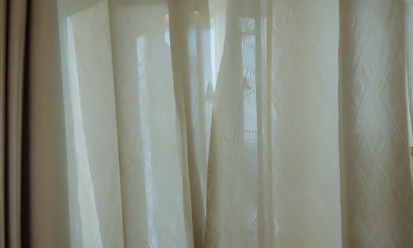 Curtain on the window in the room. Interior. Generative AI