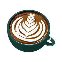 Beautiful cup of cappuccino with a pattern on the foam