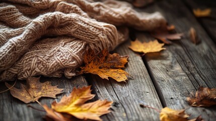 cozy fall background with autumn leaves, warm tones, and a seasonal touch, copy space