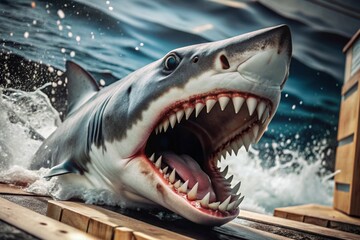 Naklejka premium shark, fish, animal, dangerous, predator, teeth, transparent, underwater, aggressive, cutout, isolated