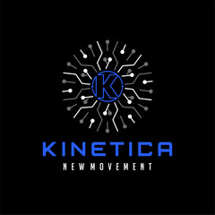 K letter Circle Tech Network Logo vector icon illustration