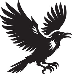 Crow icon silhouette vector art illustration