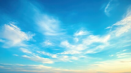 Obraz premium A clear blue sky with soft clouds, evoking a sense of calm and tranquility.