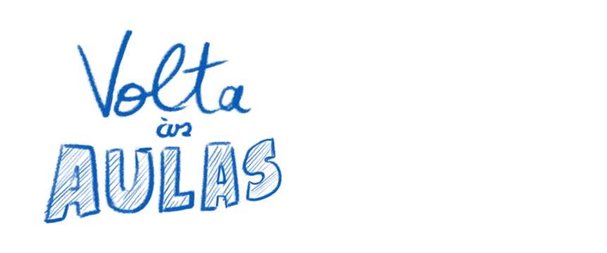 Texto de Volta às Aulas, azul e branco, em fundo transparente sem fundo