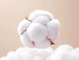 a cluster of cotton balls floating in the air. The cotton balls have a fluffy texture and are white in color.