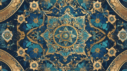 Art pattern with intricate floral designs on a vintage wall