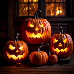 Jack-o'-Lanterns on a Porch