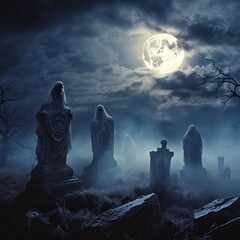 Ghosts Floating in a Graveyard