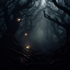 Spooky Forest with Creepy Trees