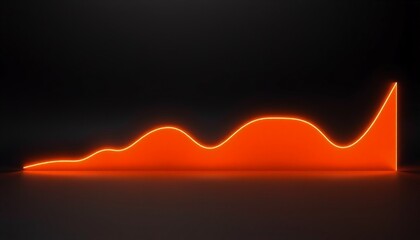 Sleek 3D line graph with progressively higher segments illuminated by a vibrant orange light on a minimalist black background showcasing a clean modern design