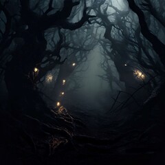 Spooky Forest with Creepy Trees
