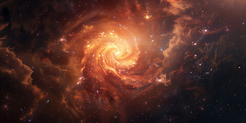 Fototapeta premium Vortex space background poster. Spiral galaxy creative wallpaper. Abstract concept banner. Digital raster bitmap illustration. AI artwork. 