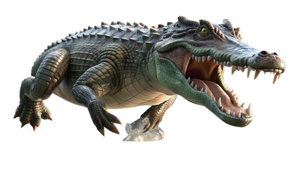 Fototapeta premium aggression, alligator, crocodile, cutout, transparent, backgrounds, hunter, animal, aquatic, tooth, isolate