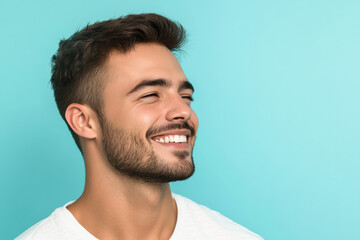 Obraz premium A close up of a man's face with his eyes closed