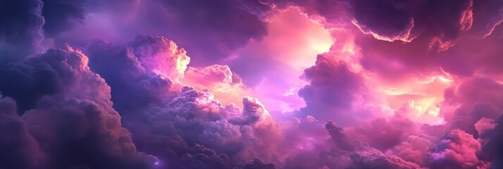 A mesmerizing and captivating blend of vibrant pink and purple clouds in a beautifully atmospheric sky