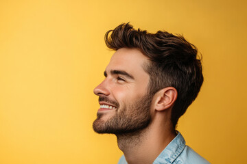 Obraz premium A close up of a man's face with his eyes closed